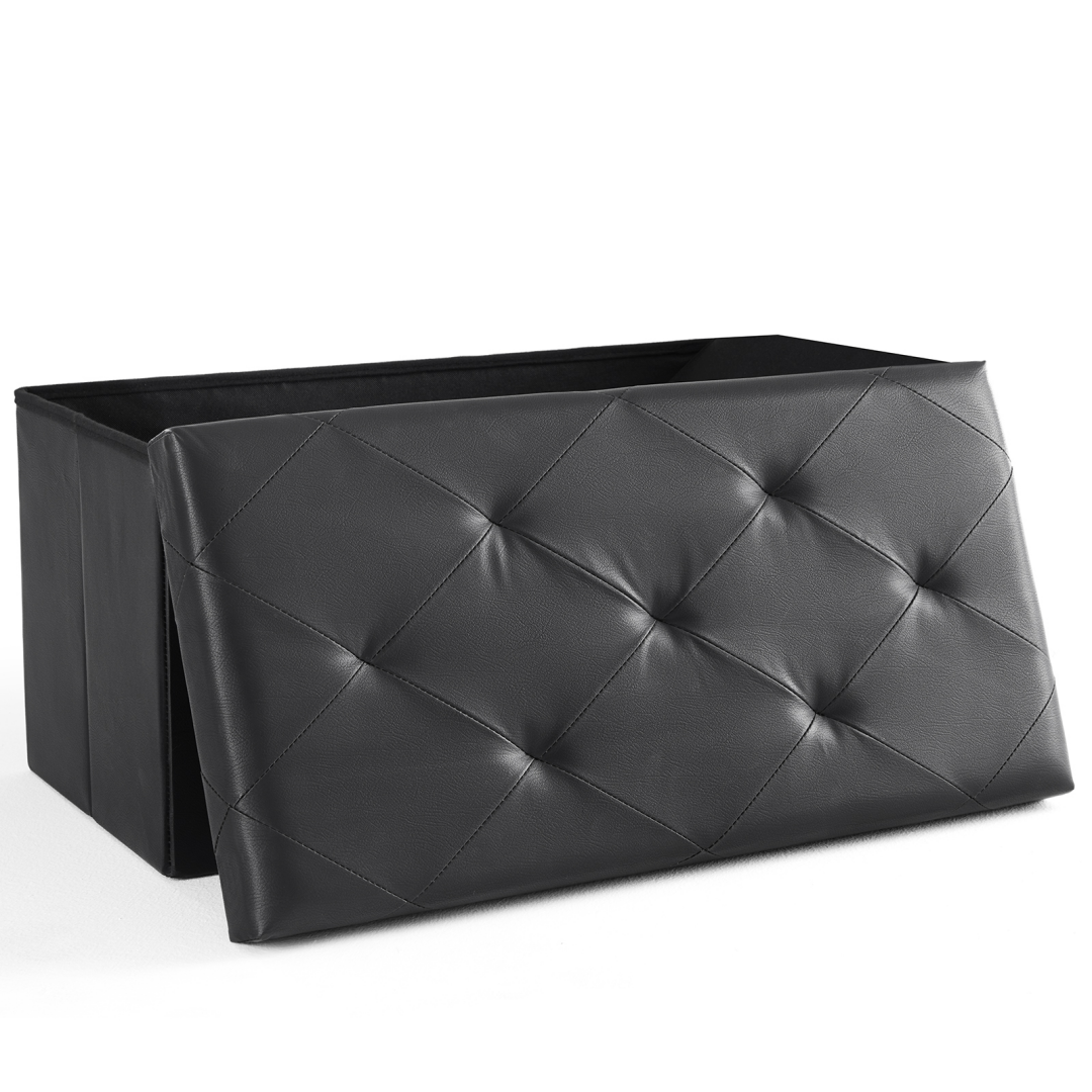 Foldable Storage Ottoman Bench 43in, Foot Rest Stool, Synthetic
