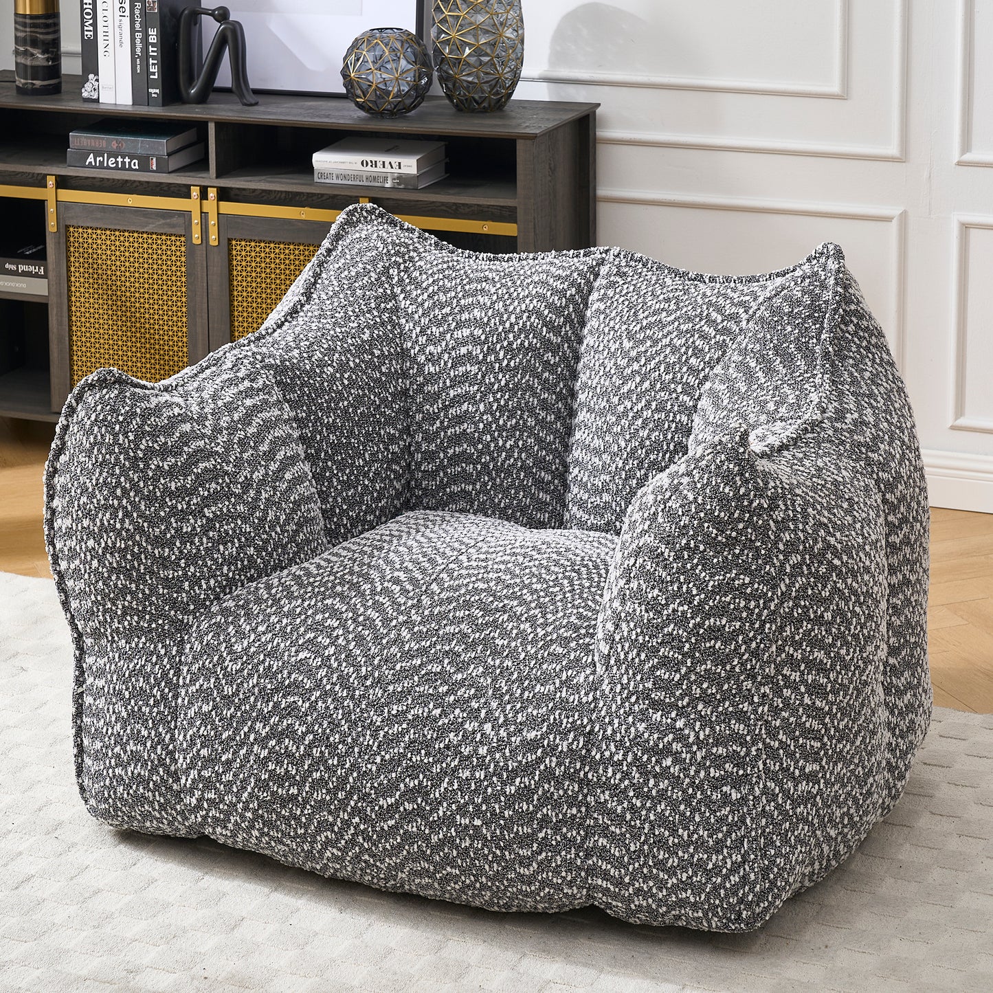 Comfortable Grey Bean Bag Sofa Chair for Living Rooms