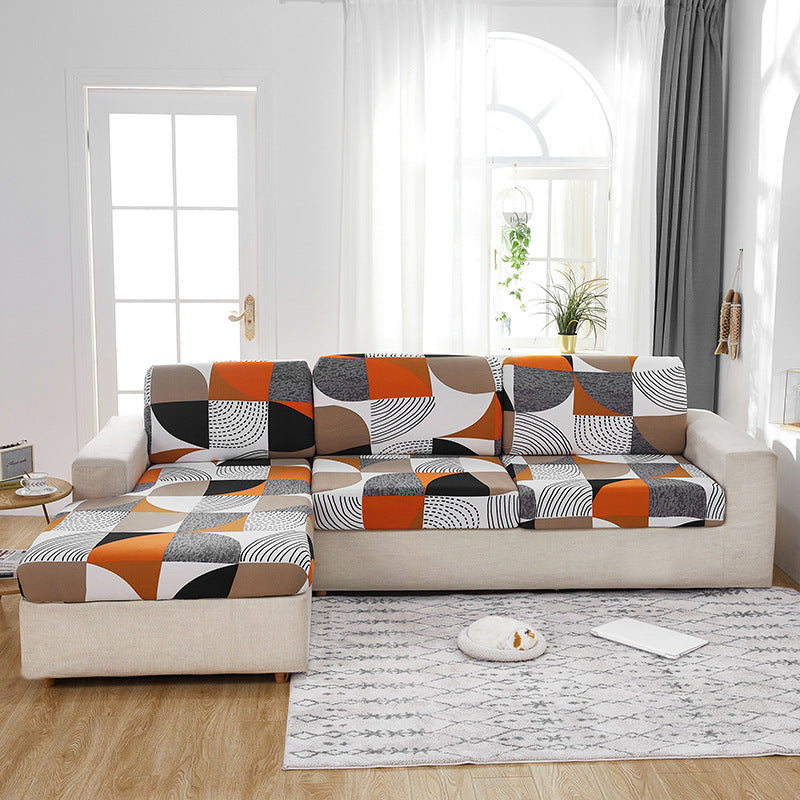 Stretch Sofa Seat Cover - Printed Milk Silk Cushion Protector for Home