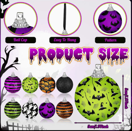 Halloween Tree Decorations Set - Pumpkins Ghosts Bats Spiders for Holiday Parties
