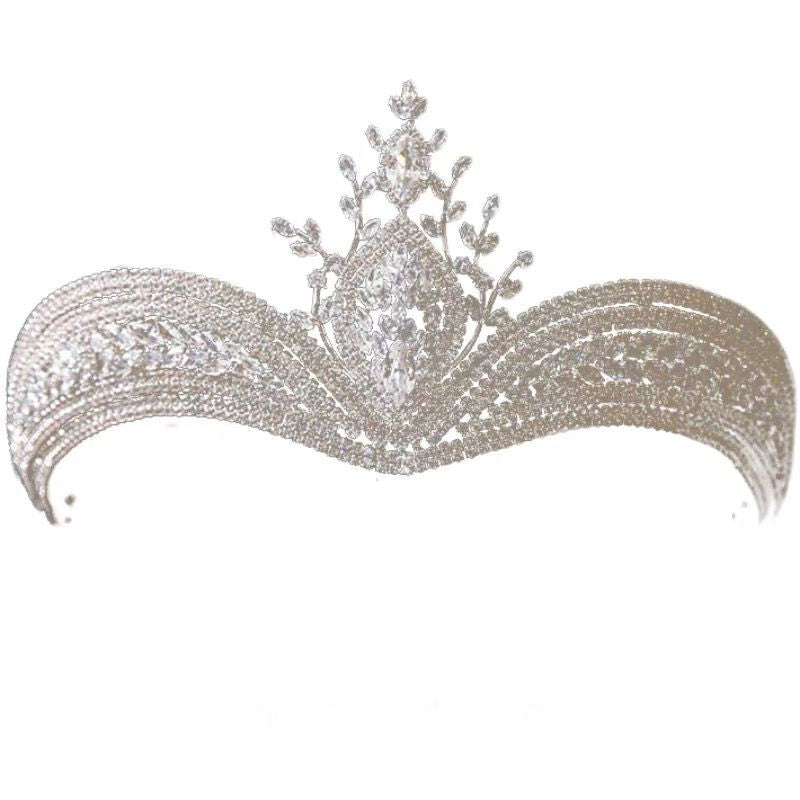 Rhinestone Wedding Crown Headdress - White