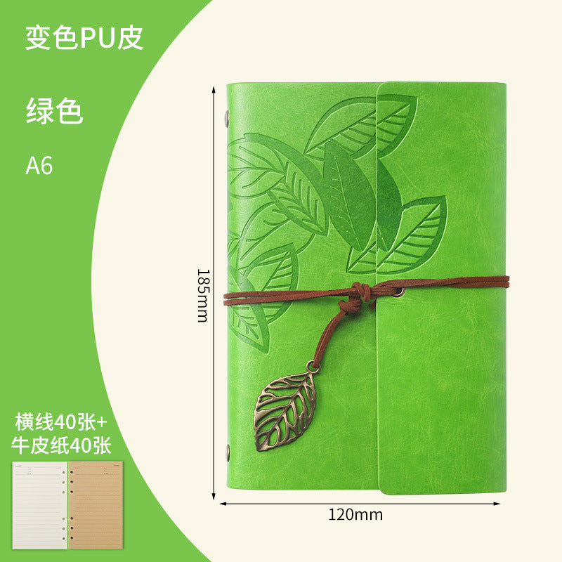 Vintage Travel Notebook - Loose Leaf Diary with Imitation Leather Cover