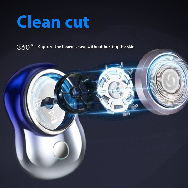 Rechargeable Electric Shaver with 3-Ring Blade