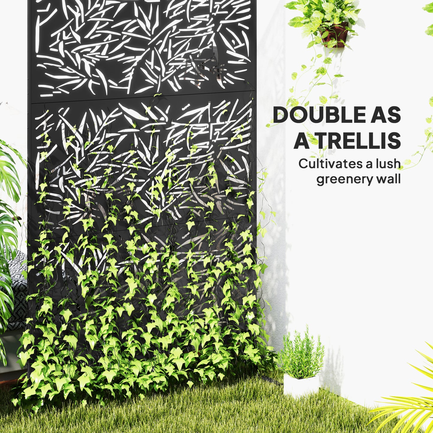 Outdoor Privacy Screen and Climbing Trellis - Black Bamboo