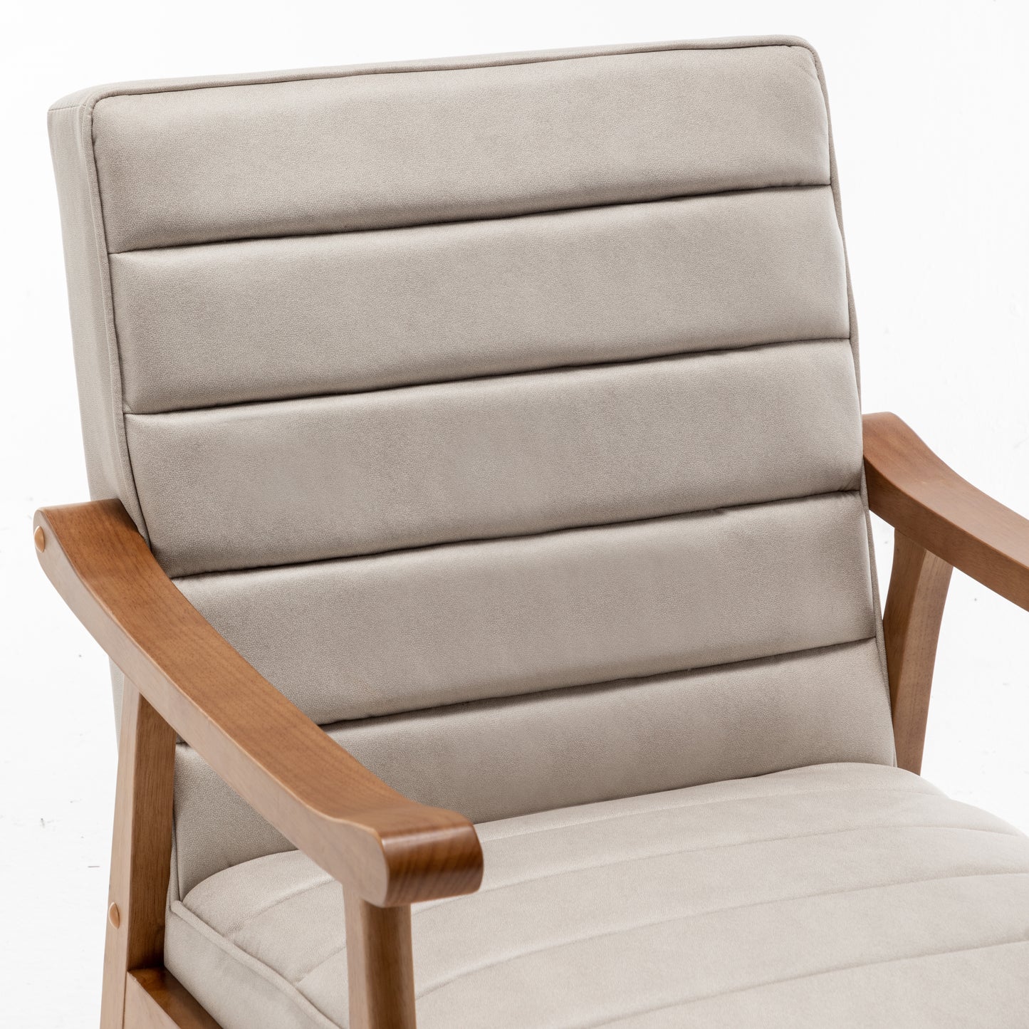Mid-Century Modern Accent Chair, Solid Wood Frame Leather Look