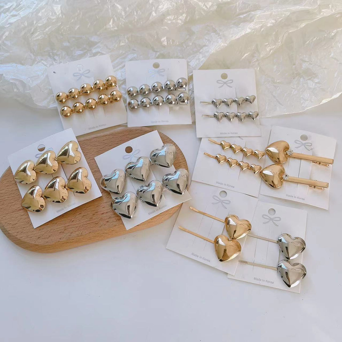 Metal Heart Hair Clip - Gold & Silver Hair Accessories for Women