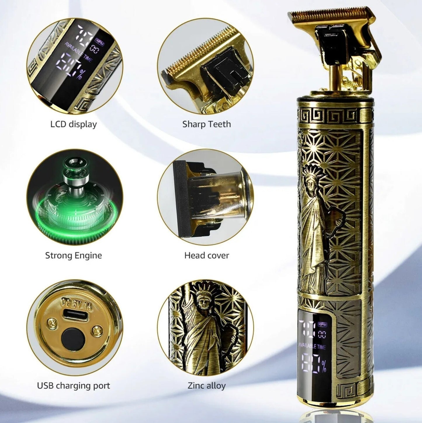 Professional Cordless Hair Clipper & Beard Trimmer - Statue of Liberty