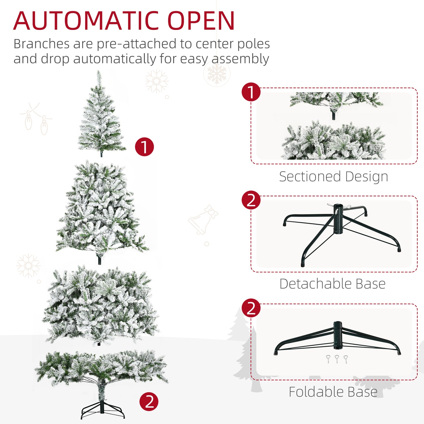 9' Tall Unlit Snow Flocked Pine Christmas Tree - Green