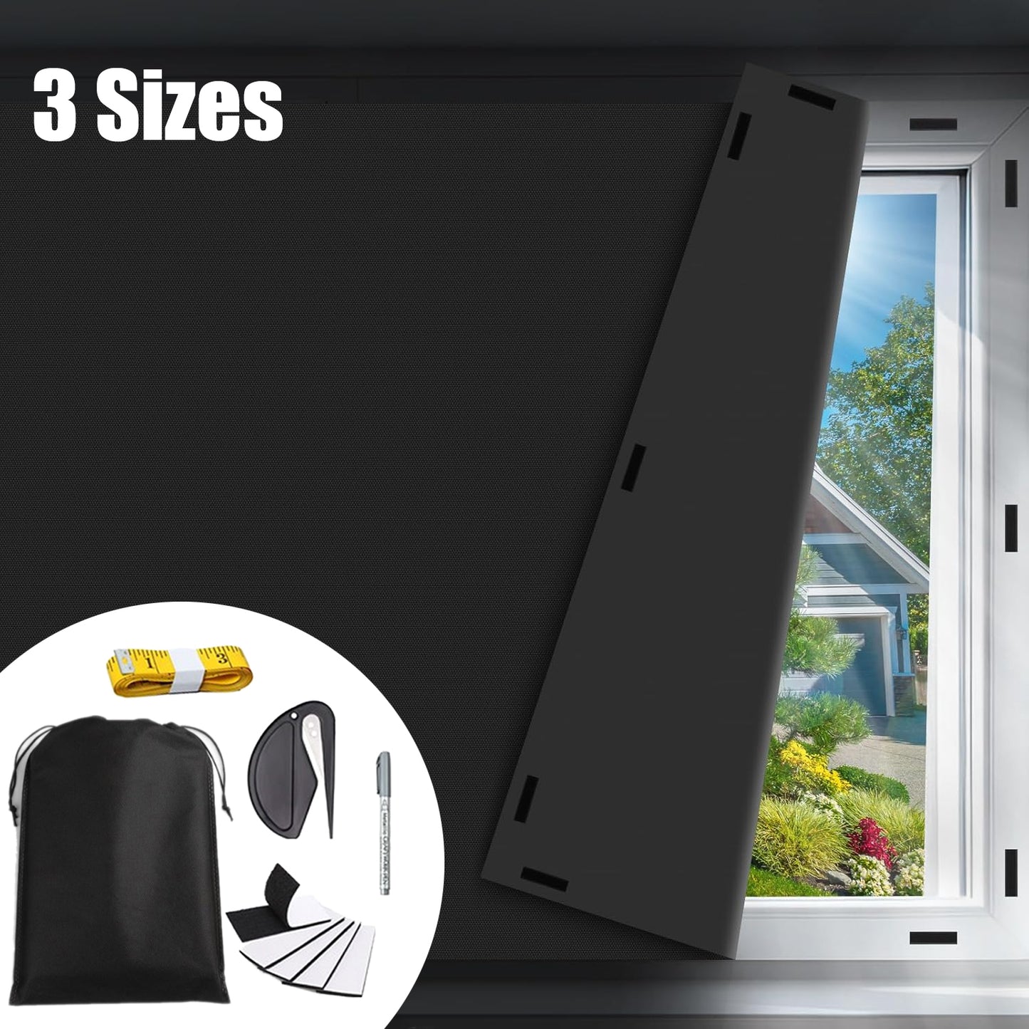 Blackout Shades for Windows - Oxford Cloth, Multiple Sizes