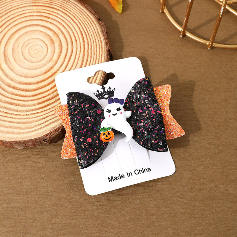 Halloween Hair Barrettes - Spooky Ghost, Pumpkin & Spider Hair Clips