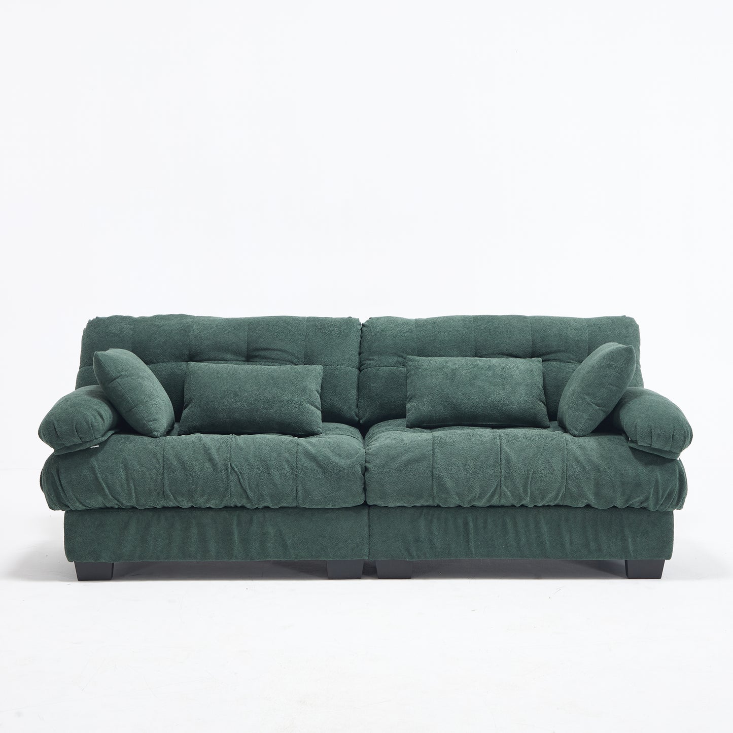 Modular Sectional Sofa - Green, Deep Seat Loveseat with Pillows