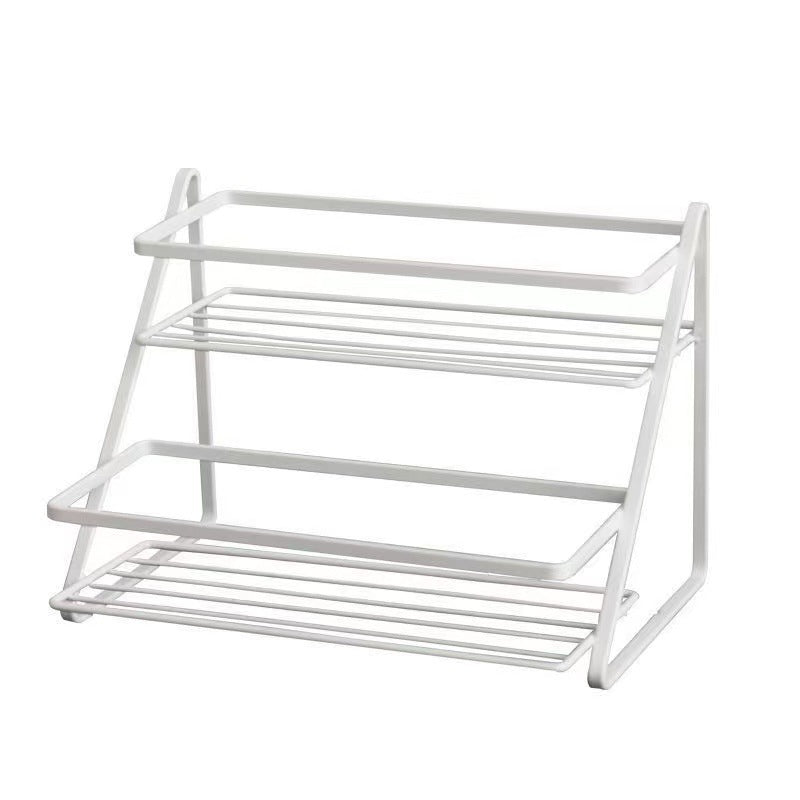 Foldable Multi-Functional Kitchen Storage Rack - Trapezoid Shelf White & Black