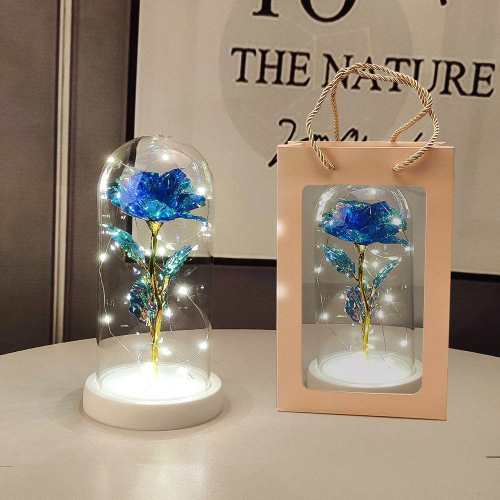 Valentine's Day Artificial Flower Glass Cover Lamp - Luminous Home Decor