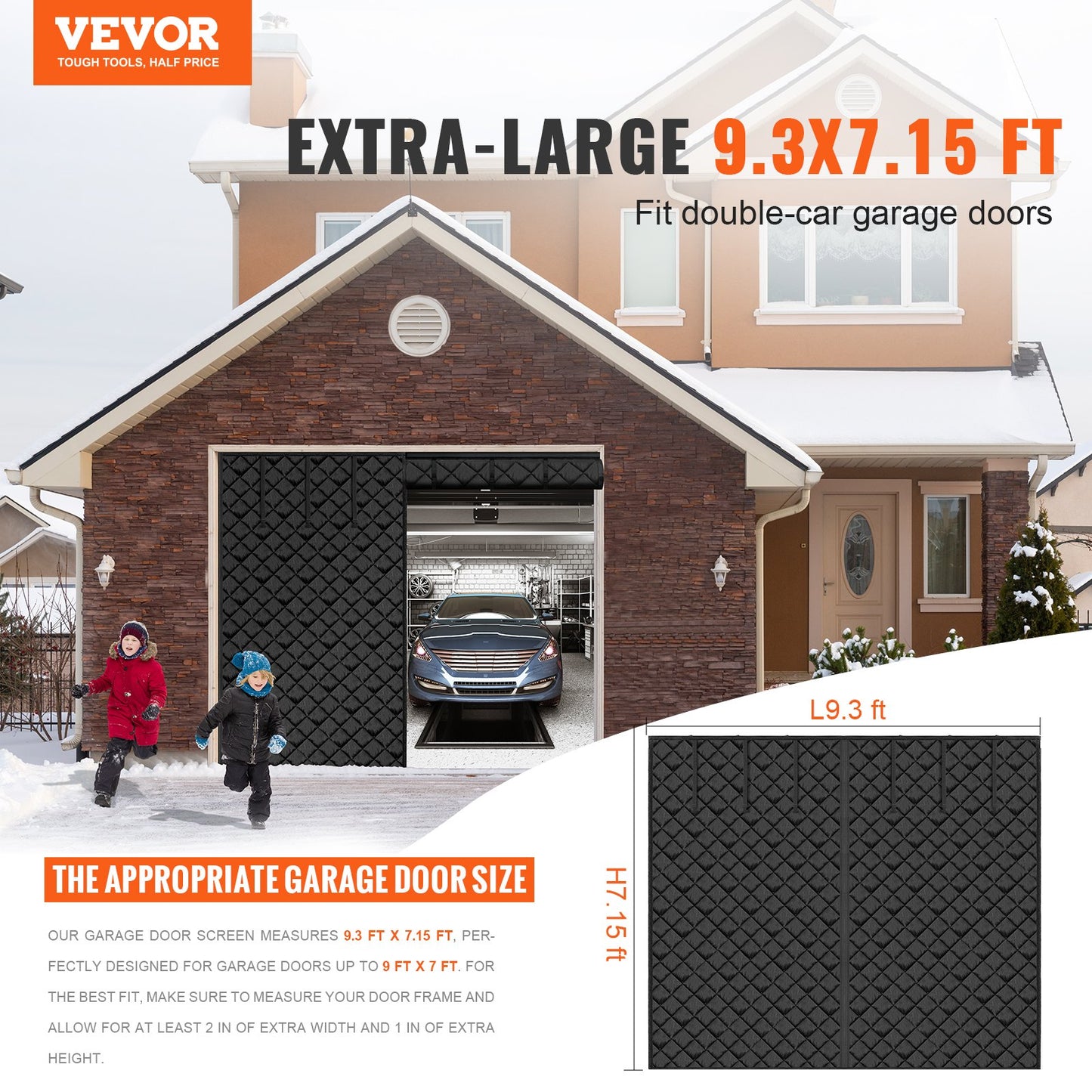 Garage Door Insulation Kit 9.28x7.15 ft Thermal Insulated Screen for Winter