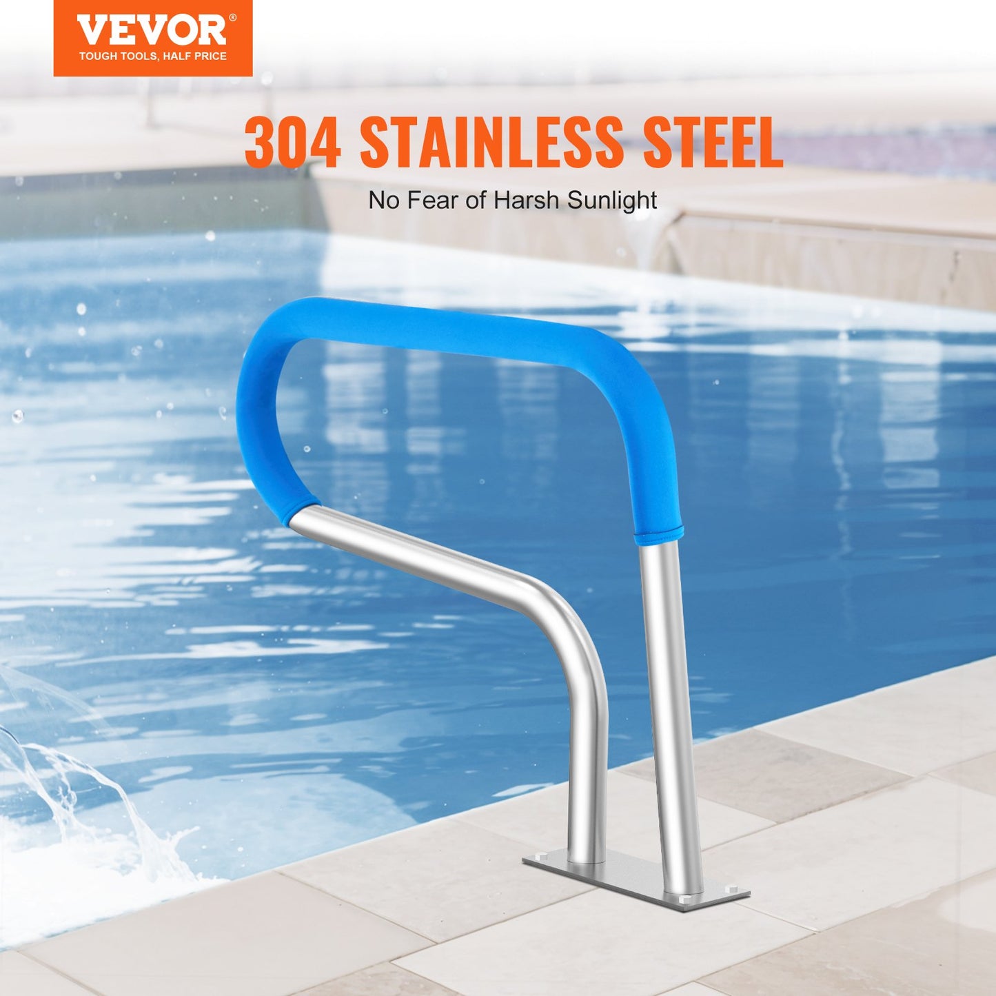 Stainless Steel Pool Handrail 32x23 Inch Safety Railing for Indoor Outdoor Pools