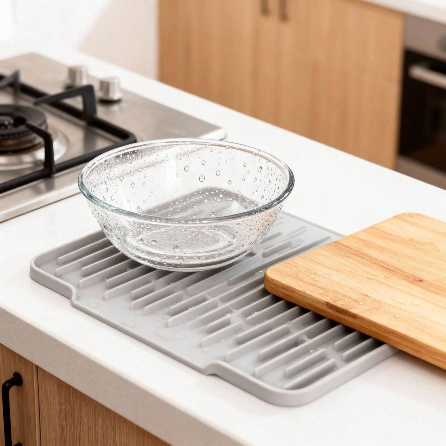 Non Slip Large Silicone Dish Draining Mat, Heat Resistant Sink Liner