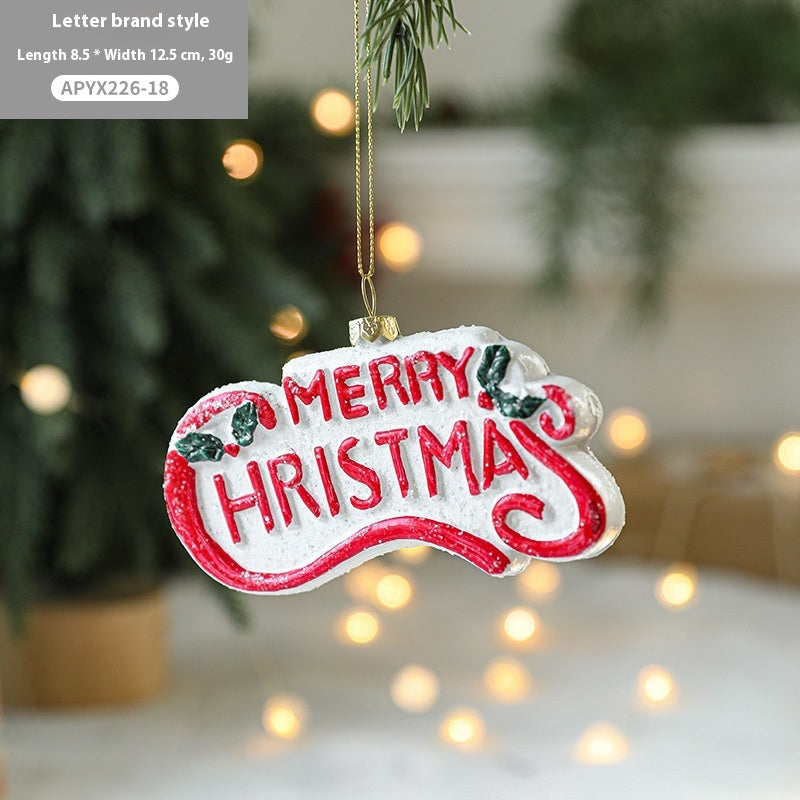 Christmas Tree Decorations Painted Plastic Ornaments Set - Holiday Decor