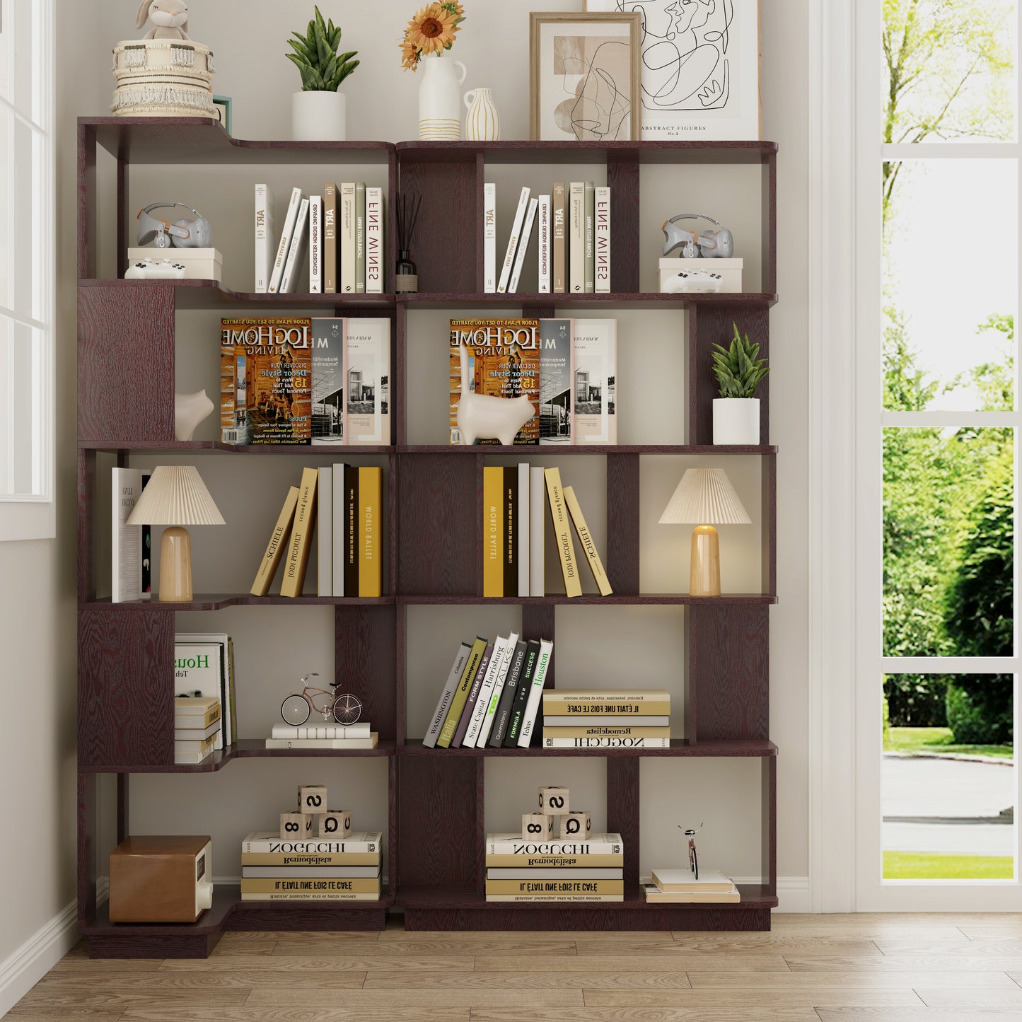 Set Of 2 Free Combination Bookcase Space Saving Corner Bookshelf 55cm