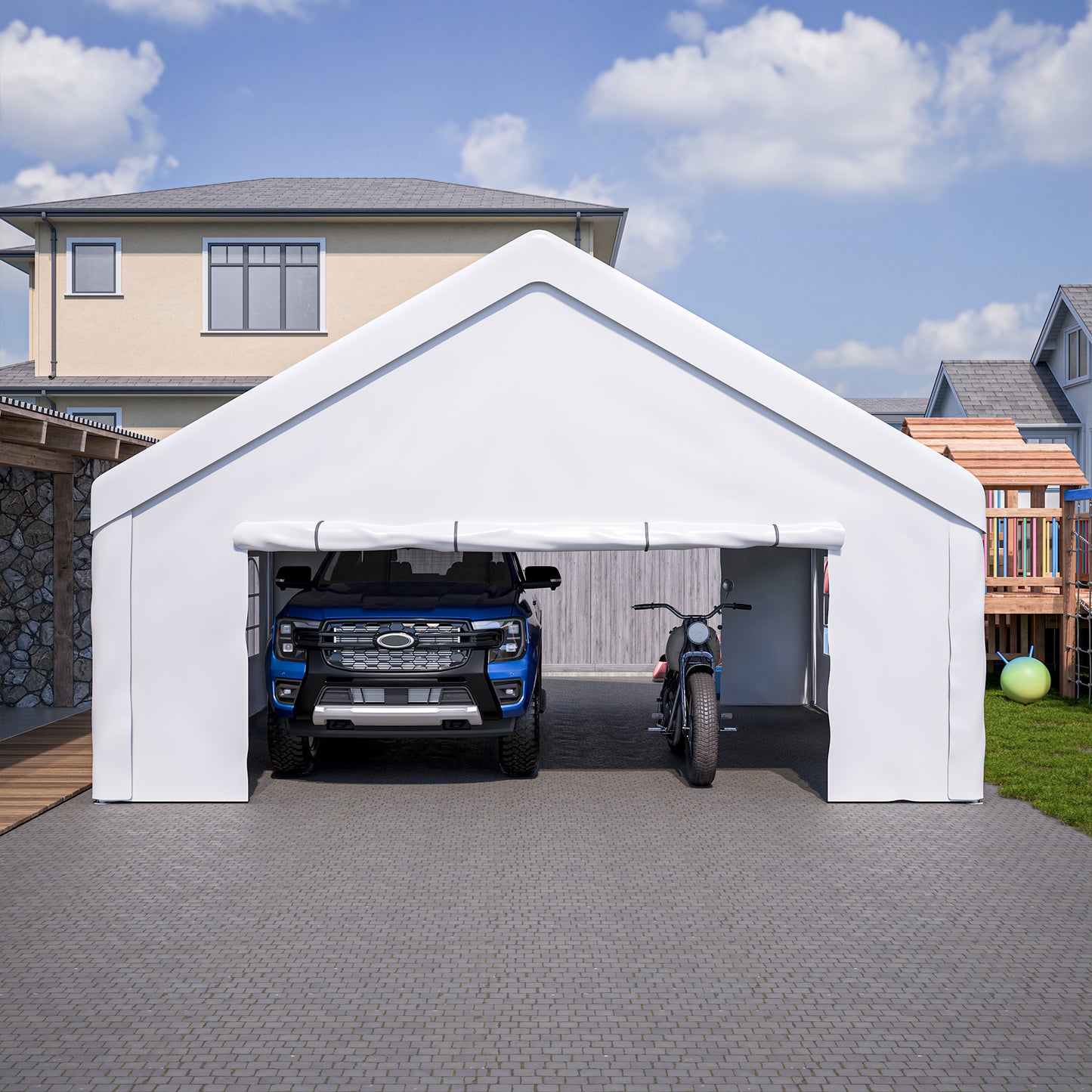 20x20 FT Outdoor Event Shelter with Detachable Sides - White