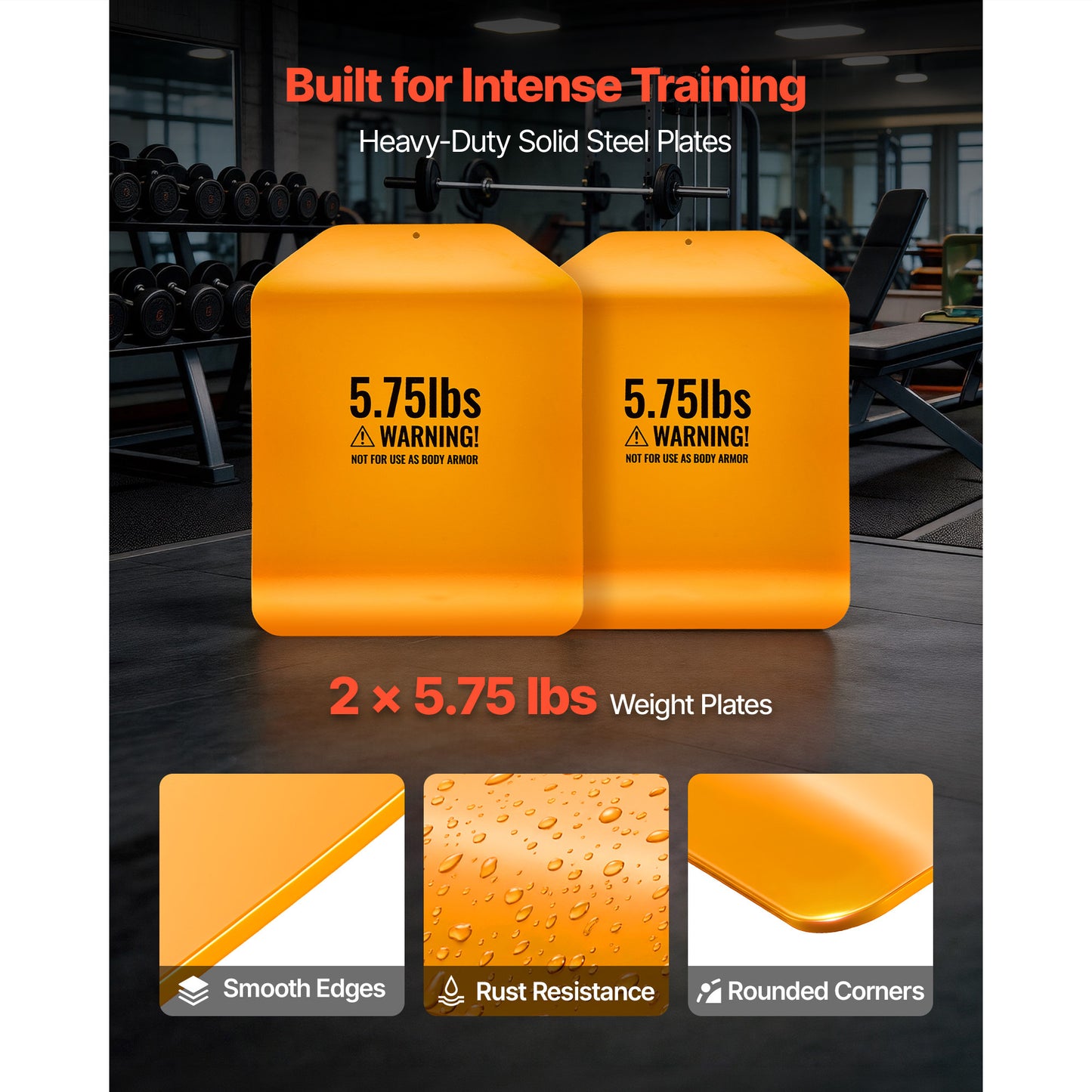5.75 LB Pair Curved Steel Weighted Plates for Vest - Strength & Endurance Training