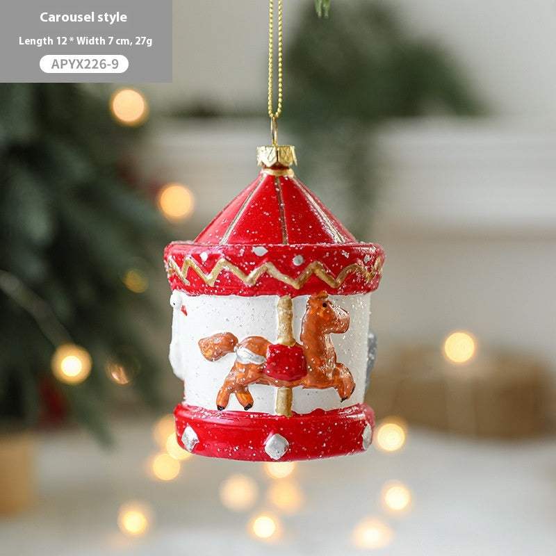 Christmas Tree Decorations Painted Plastic Ornaments Set - Holiday Decor