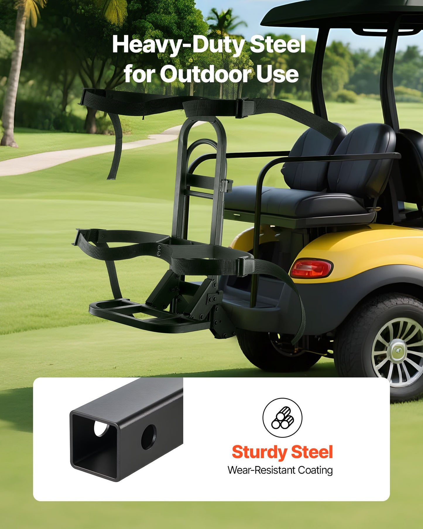 Golf Cart Rear Seat Bag Holder - Fits Most Models, Space-Saving Steel Bracket, No-Drill Installation
