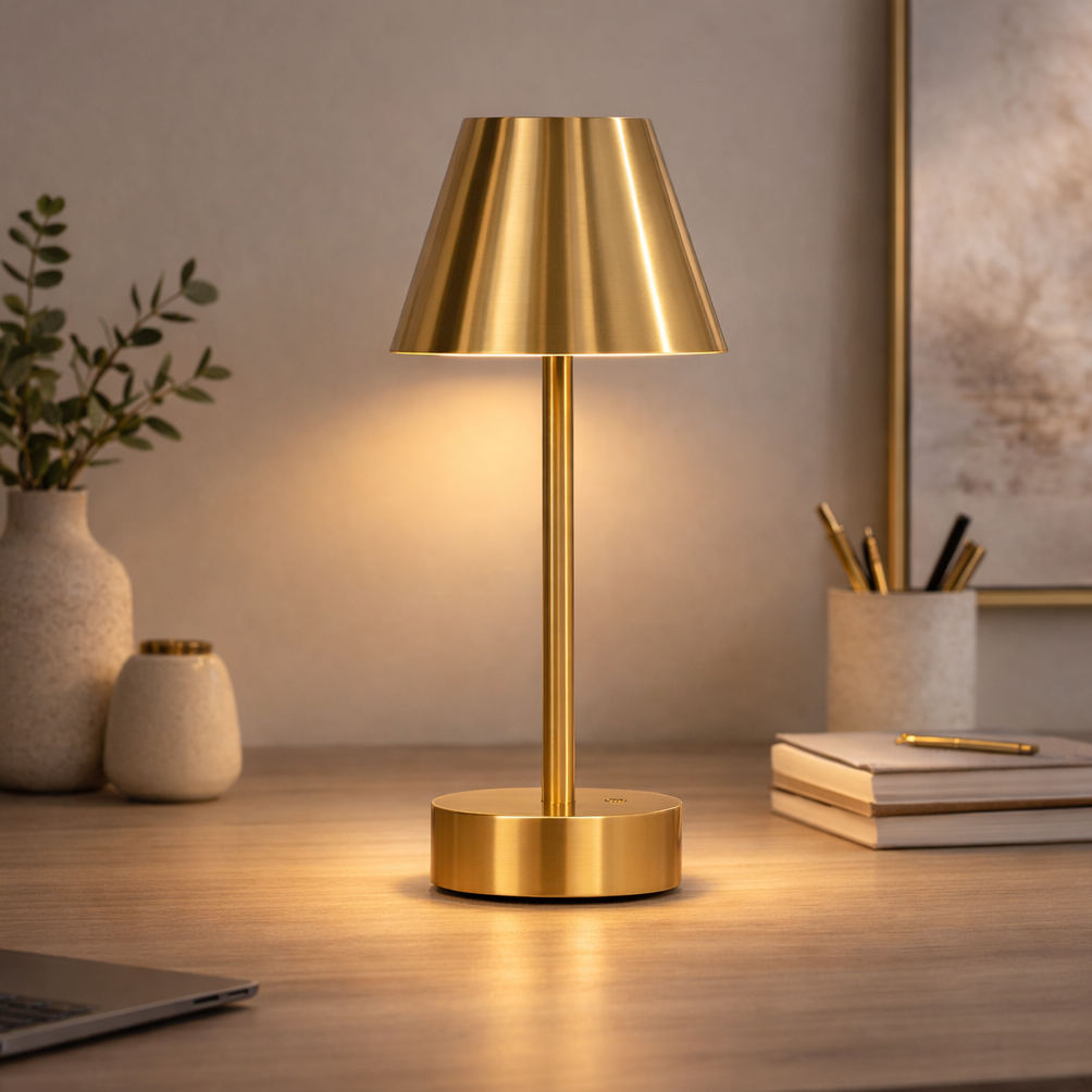 Elegance Rechargeable LED Table Lamp Plated Brass Touch Switch