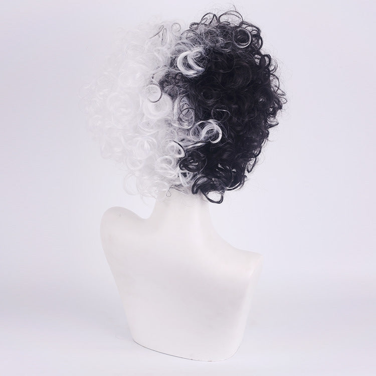 Black and White Yin Yang Anime Wig for Ladies - Synthetic Hair, Qi Bang Style