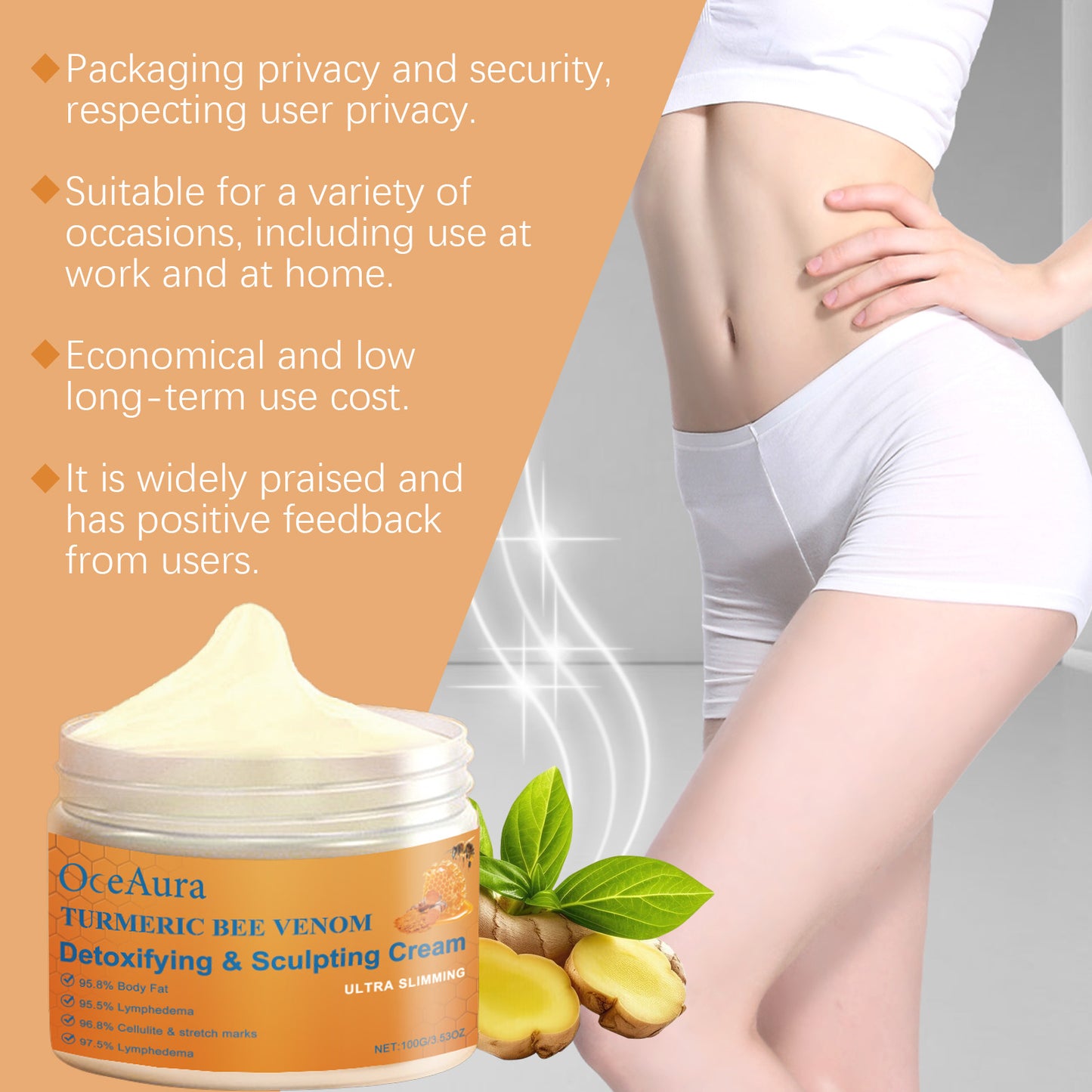 Turmeric & Ginger Body Massage Cream - Nourishing Skin Shaping Balm