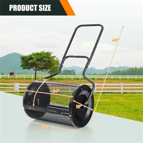 24-Inch Heavy-Duty Metal Mesh Compost Spreader - 2.7 Cu.ft Capacity