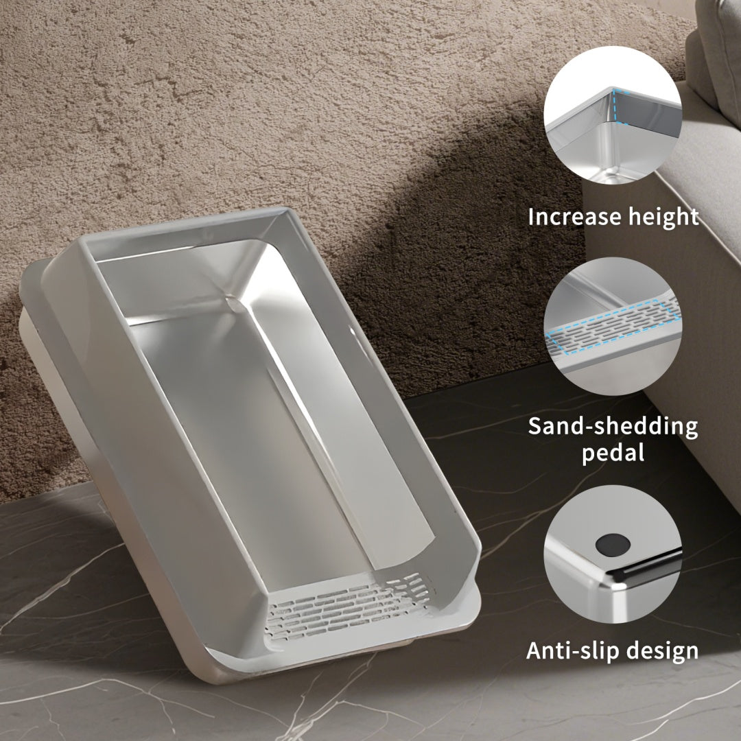 Stainless Steel Cat Litter Box - Large & Durable Pet Furniture