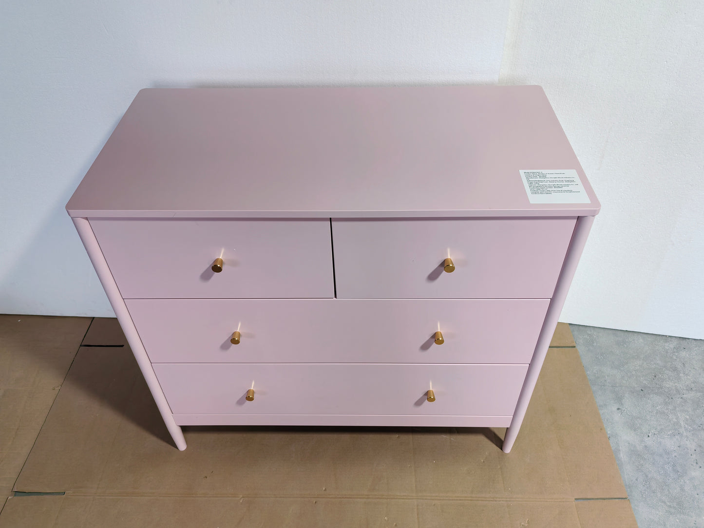 Pink 4-Drawer Wooden Kids Dresser - Modern Storage Cabinet