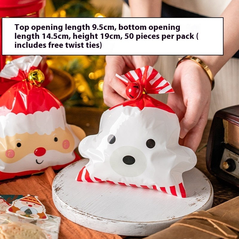 Christmas Pastry Packaging Box Set with Bear & Snowflake Ties - Holiday Cookie Gift Box