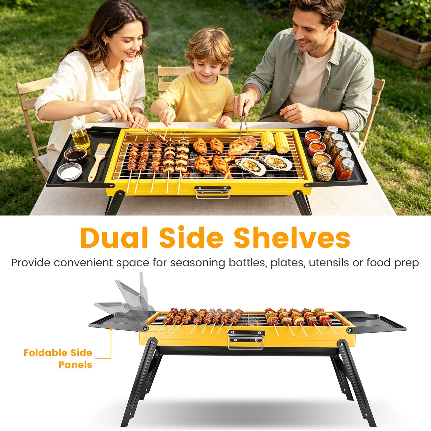 Portable Folding Charcoal Grill - Compact Stainless Steel BBQ