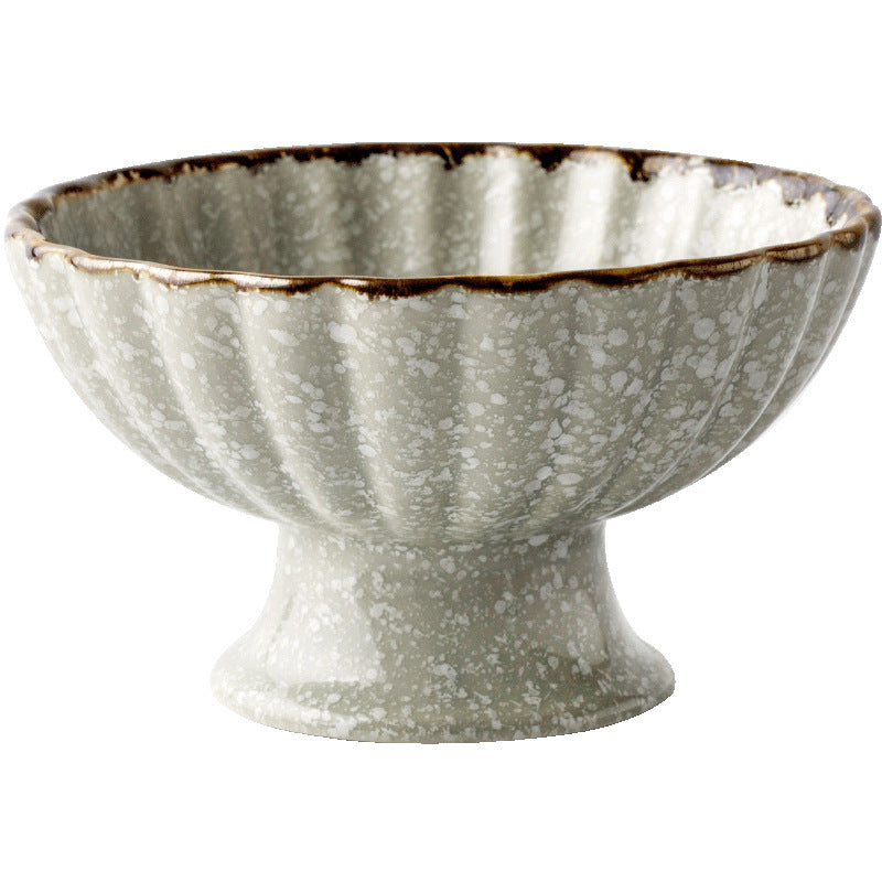 Japanese Retro Ceramic High-Footed Bowl - Vintage Porcelain Tableware