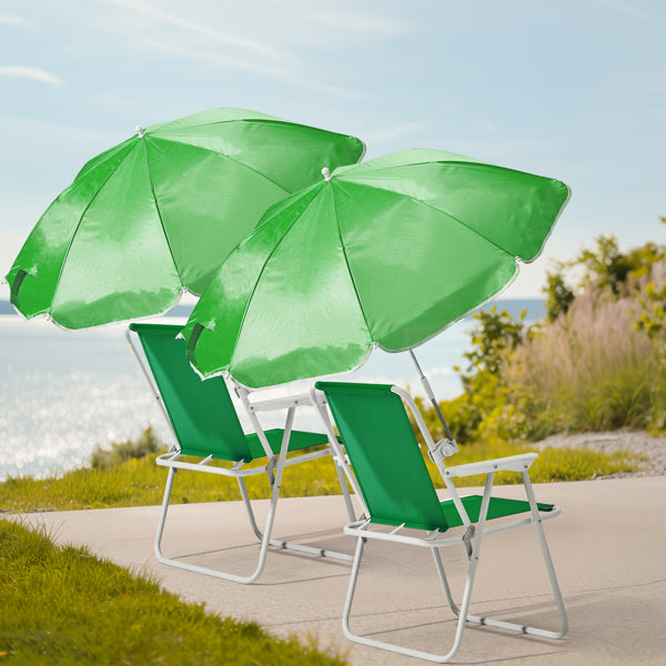 Folding Beach Chair with Umbrella - Lightweight & Portable, 265lbs Capacity, Green