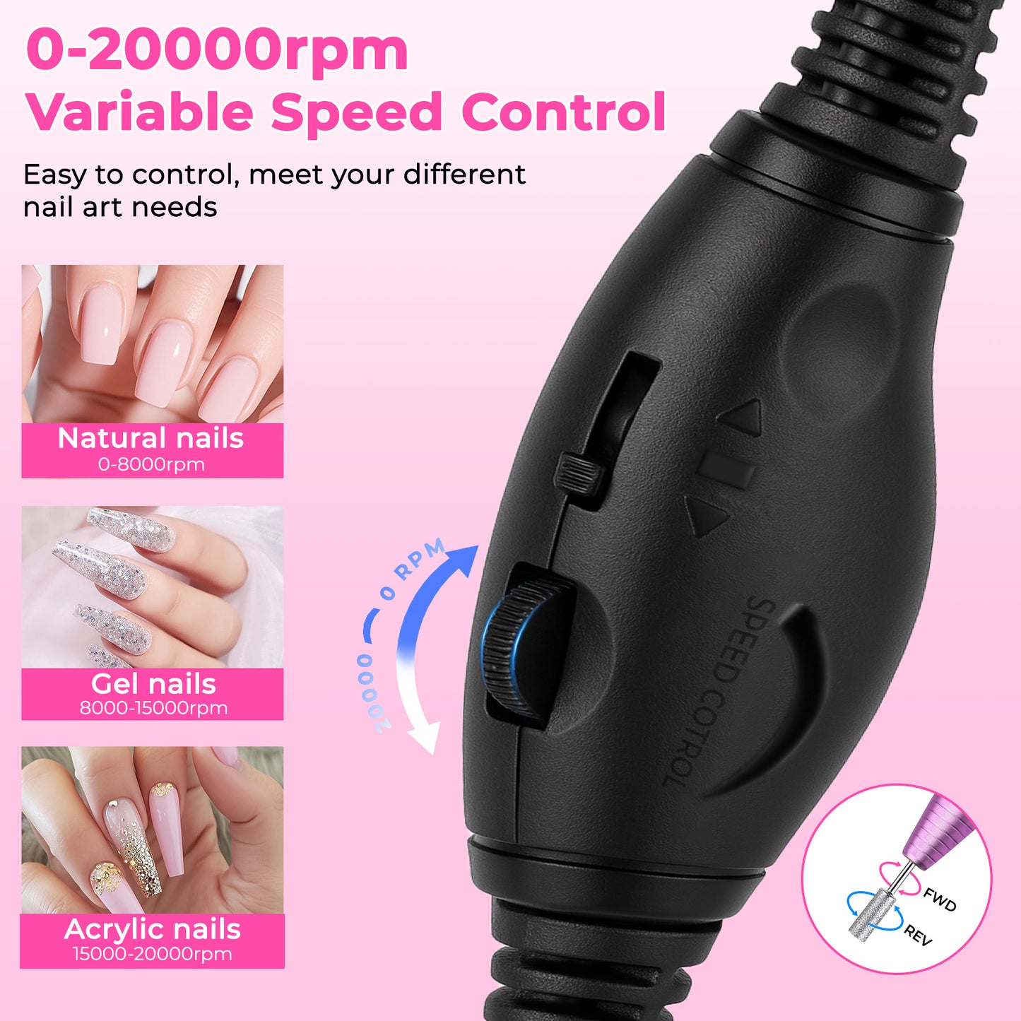 Portable Electric Nail Drill Kit - Professional Manicure Pedicure Tool