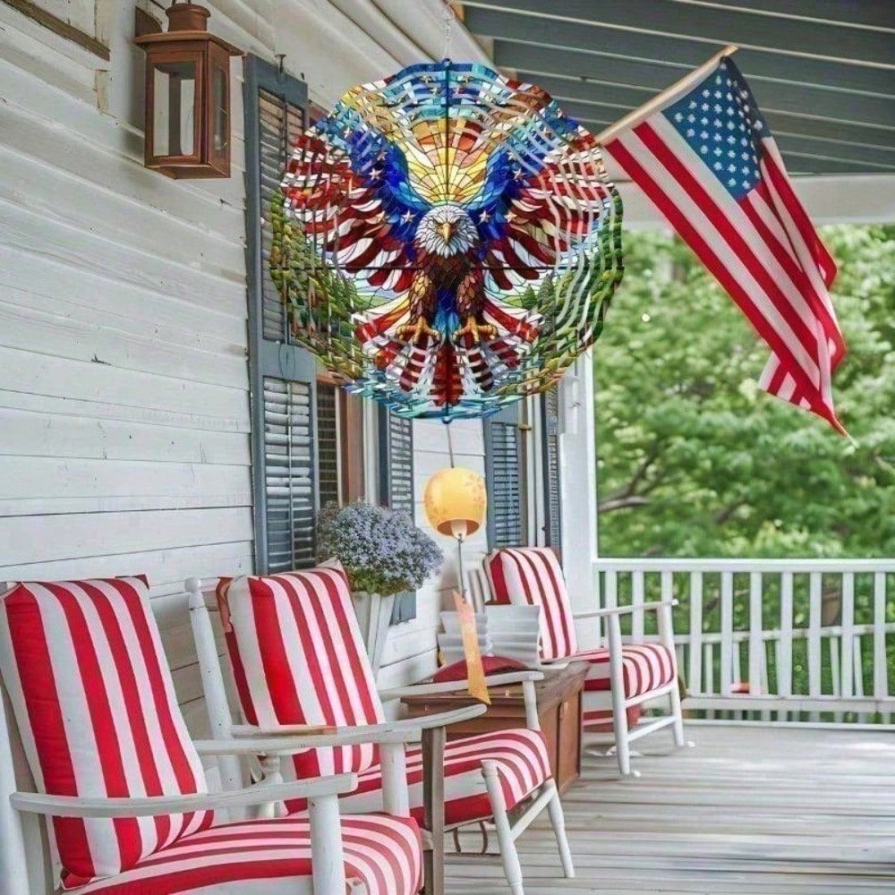 3D American Flag Wind Spinner - Patriotic Eagle Design