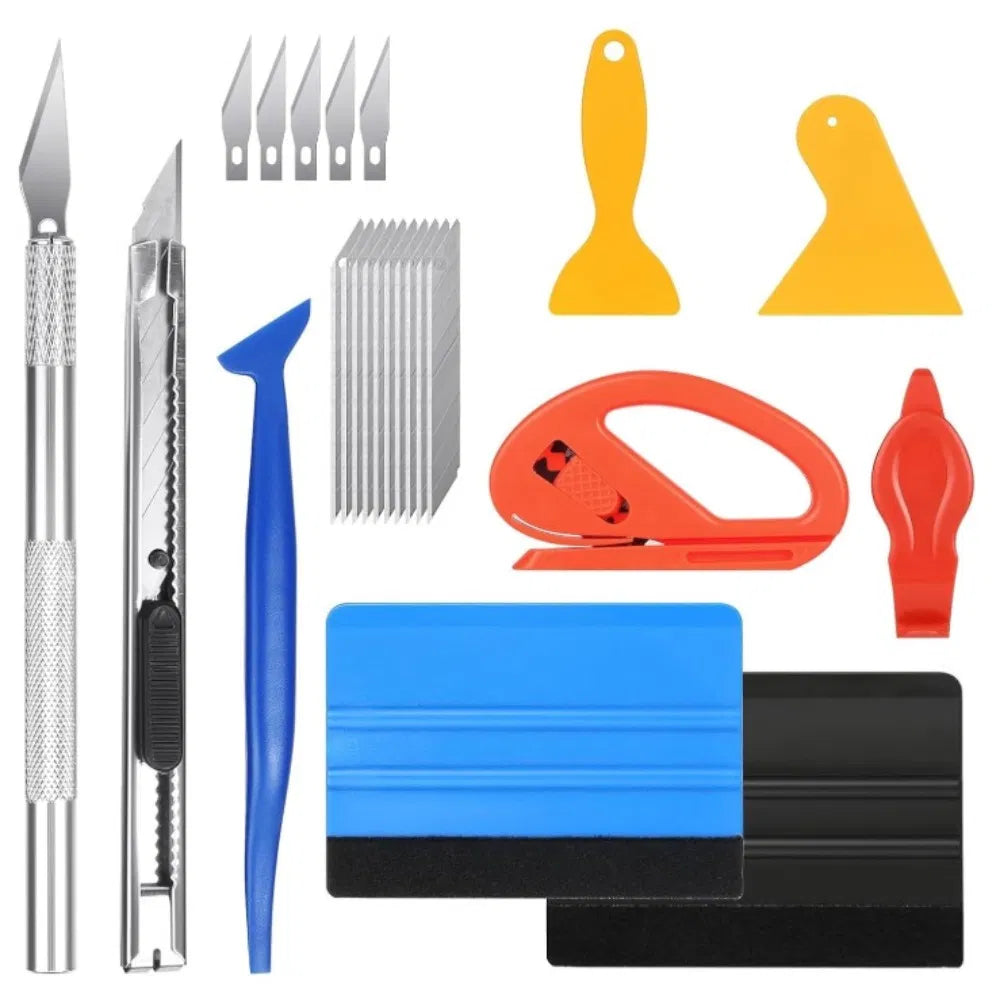 Car Window Tint Film Application Kit with Squeegees, Scraper, Wrap Knife & Magnetic Holders