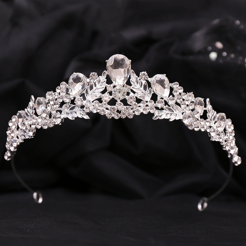 Bridal Rhinestone Tiara with Leaf Design