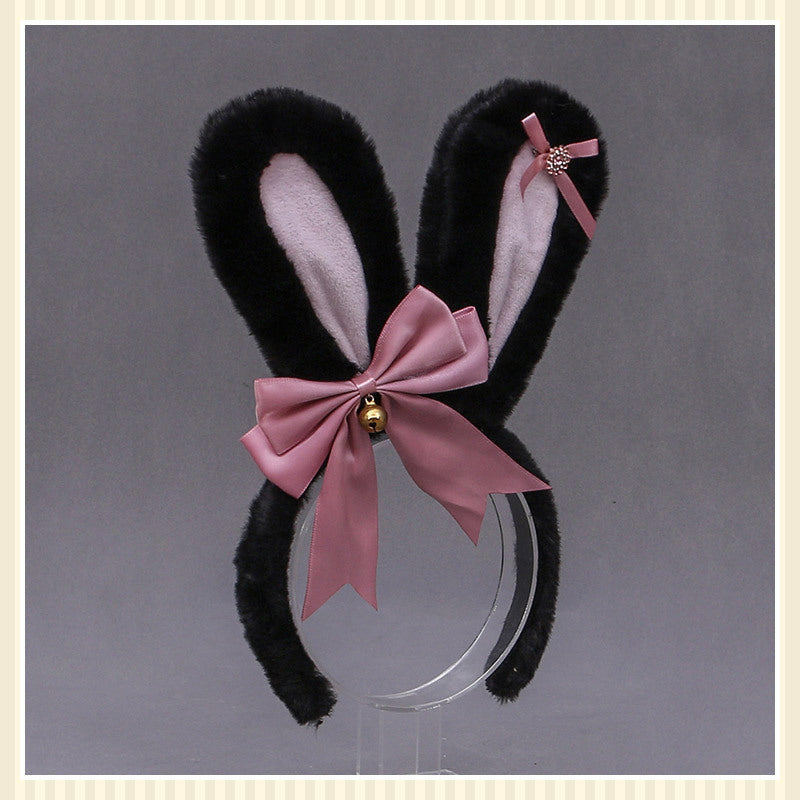 Animal Ears Headband with Bowknot Plush Rabbit Design for Cosplay & Fashion