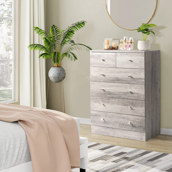 5-Drawer Chest with Matte Gold Handles - Gray Particle Board