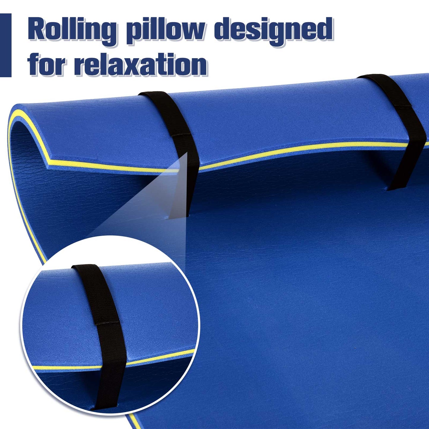 Roll-Up Pool Float Mat - Blue Water Pad for Lakes & Oceans