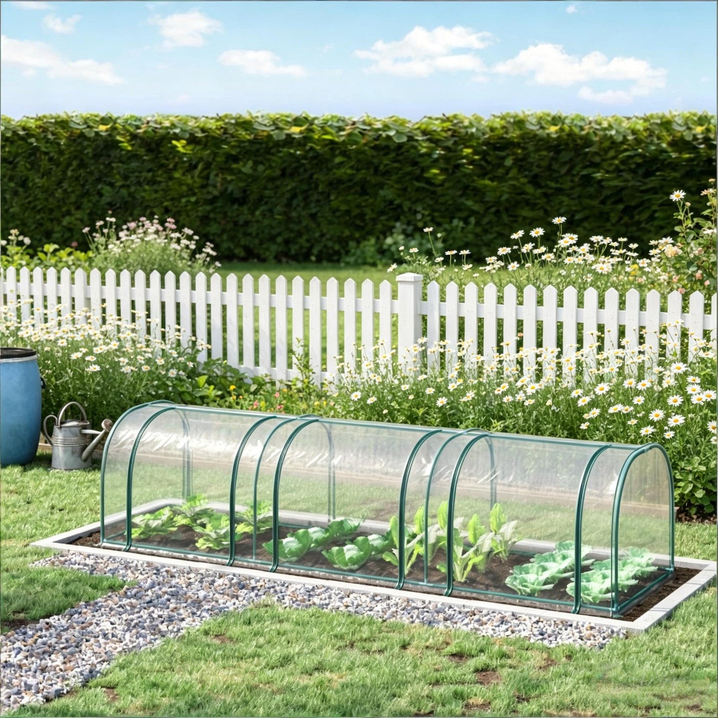 Portable Tunnel Greenhouse - Clear & Dark Green Options