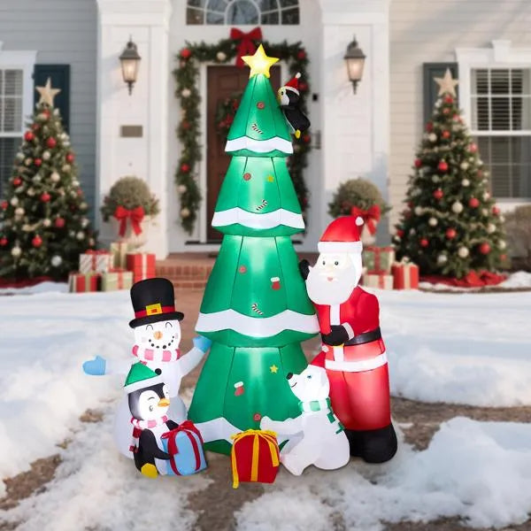 7.5FT Inflatable Christmas Decoration with Santa & Snowman