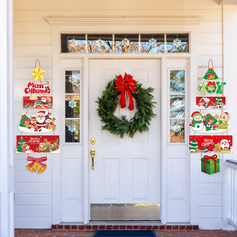 Christmas Scene Door Curtain Decor Cartoon Holiday Festive Hanging Ornament