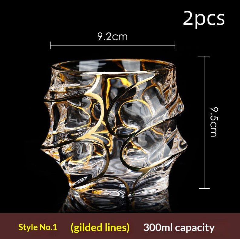 Large Gold-Trimmed Gin Crystal Glass - Vintage Drinkware for Bar & Kitchen
