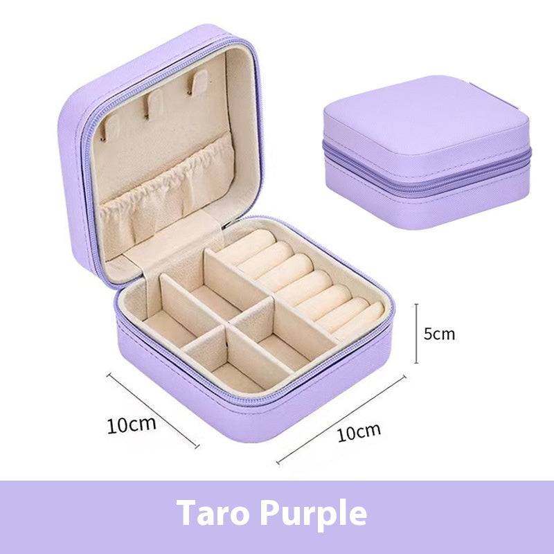 Portable Jewelry Box with Velvet Interior for Rings and Earrings