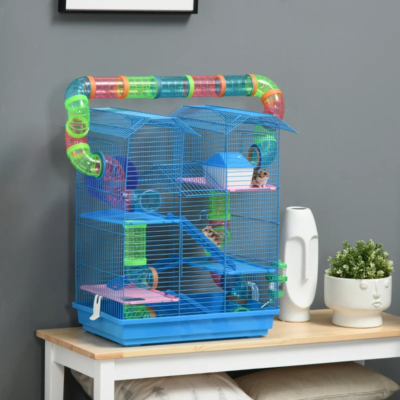 18.5 Inch 5-Tier Hamster Cage with Tubes and Tunnels - Small Animal Habitat