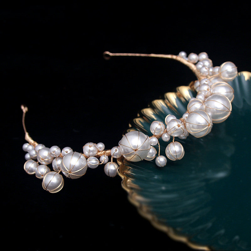 Pearl Hairband Bridal Veil Headpiece for Wedding & Formal Dresses